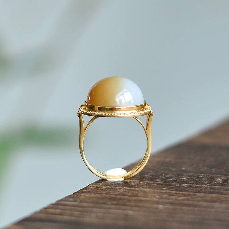 【直播专拍】新疆玉镯记18K金和田玉戒指糖白玉国潮高奢珠宝首饰