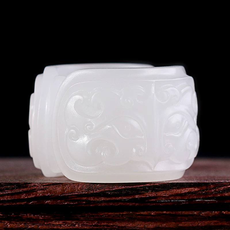 美脂润和田玉羊脂白玉貔貅扳指男天然玉石大拇指指环板指戒指定制