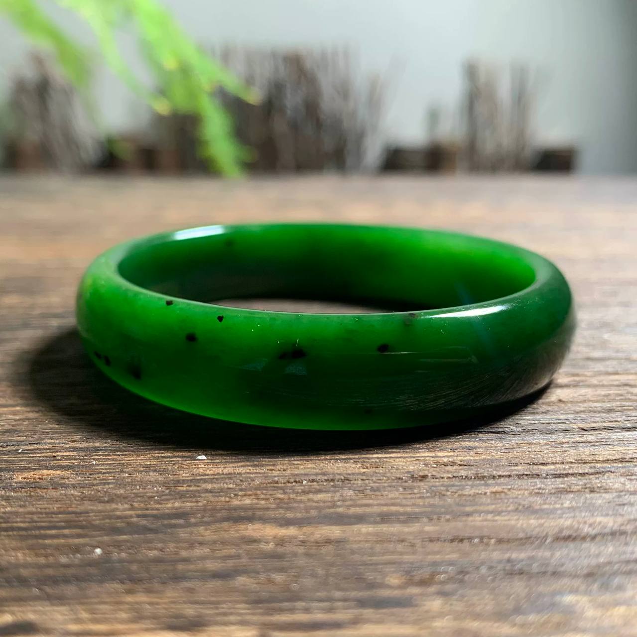 新疆和田玉 俄罗斯碧玉手镯宽版上新爆品油绿俄料 