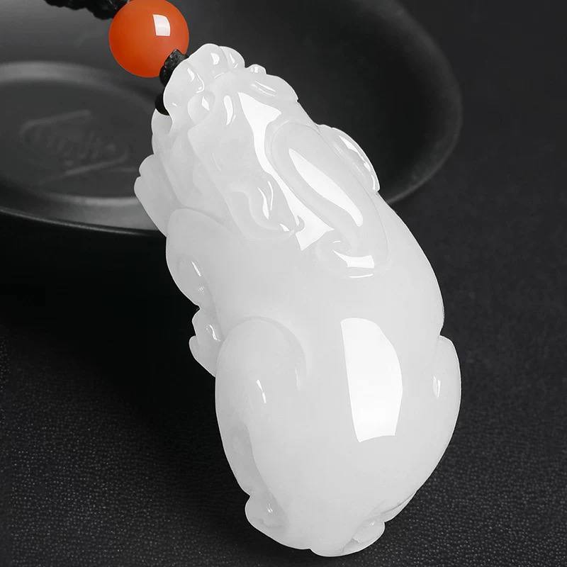 7000年和田玉貔貅吊坠羊脂白皮丘纳福貔貅男女款玉石挂件挂绳貔貅