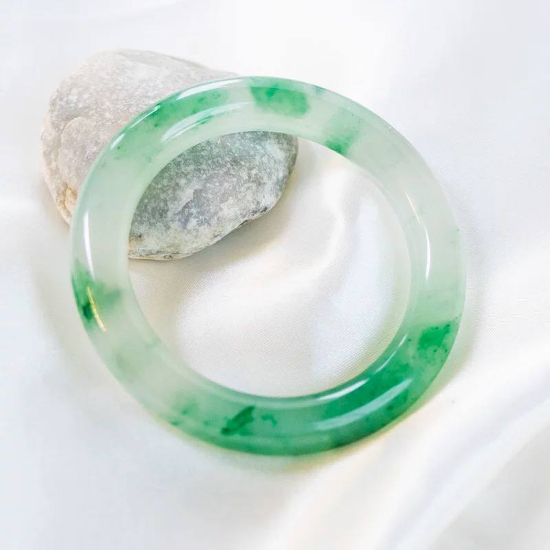 华俞阁 玉手镯独龙玉非翡翠非洲翠手镯冰种圆条